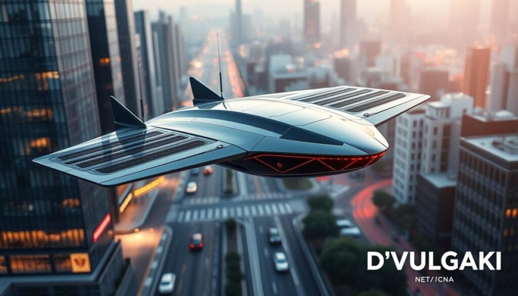 A sleek, cutting-edge radar system soars through a futuristic cityscape, its 4D capabilities powering the evolution of autonomous driving. Crisp, high-resolution details capture the intricate design, with a seamless blend of form and function. Streamlined sensors and antennas intuitively navigate the urban landscape, their advanced algorithms interpreting the world in real-time. The scene conveys a sense of technological progress, efficiency, and the promise of a safer, more connected driving experience. In the lower right corner, the brand "D'VULGAKI" proudly showcases its commitment to innovative automotive solutions.