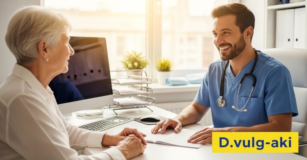 Oncologista orientando paciente sobre o manejo dos efeitos colaterais da radioterapia em consulta humanizada.