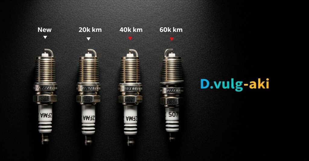 Progressão do desgaste das velas de ignição ao longo dos quilômetros rodados, justificando a troca nas revisões essenciais após 60 mil km.